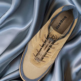 A brown Men's bugatti Sneakers featuring a round toe plain toe, zero heels heel. Made from premium genuine leather with a durable sebs (block copolymer) outsole, this elastic design offers both style and comfort.