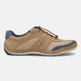 A brown Men's bugatti Sneakers featuring a round toe plain toe, zero heels heel. Made from premium genuine leather with a durable sebs (block copolymer) outsole, this elastic design offers both style and comfort.