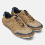 A brown Men's bugatti Sneakers featuring a round toe plain toe, zero heels heel. Made from premium genuine leather with a durable sebs (block copolymer) outsole, this elastic design offers both style and comfort.