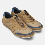 A brown Men's bugatti Sneakers featuring a round toe plain toe, zero heels heel. Made from premium genuine leather with a durable sebs (block copolymer) outsole, this elastic design offers both style and comfort.