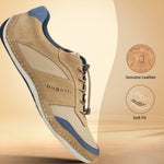 A brown Men's bugatti Sneakers featuring a round toe plain toe, zero heels heel. Made from premium genuine leather with a durable sebs (block copolymer) outsole, this elastic design offers both style and comfort.
