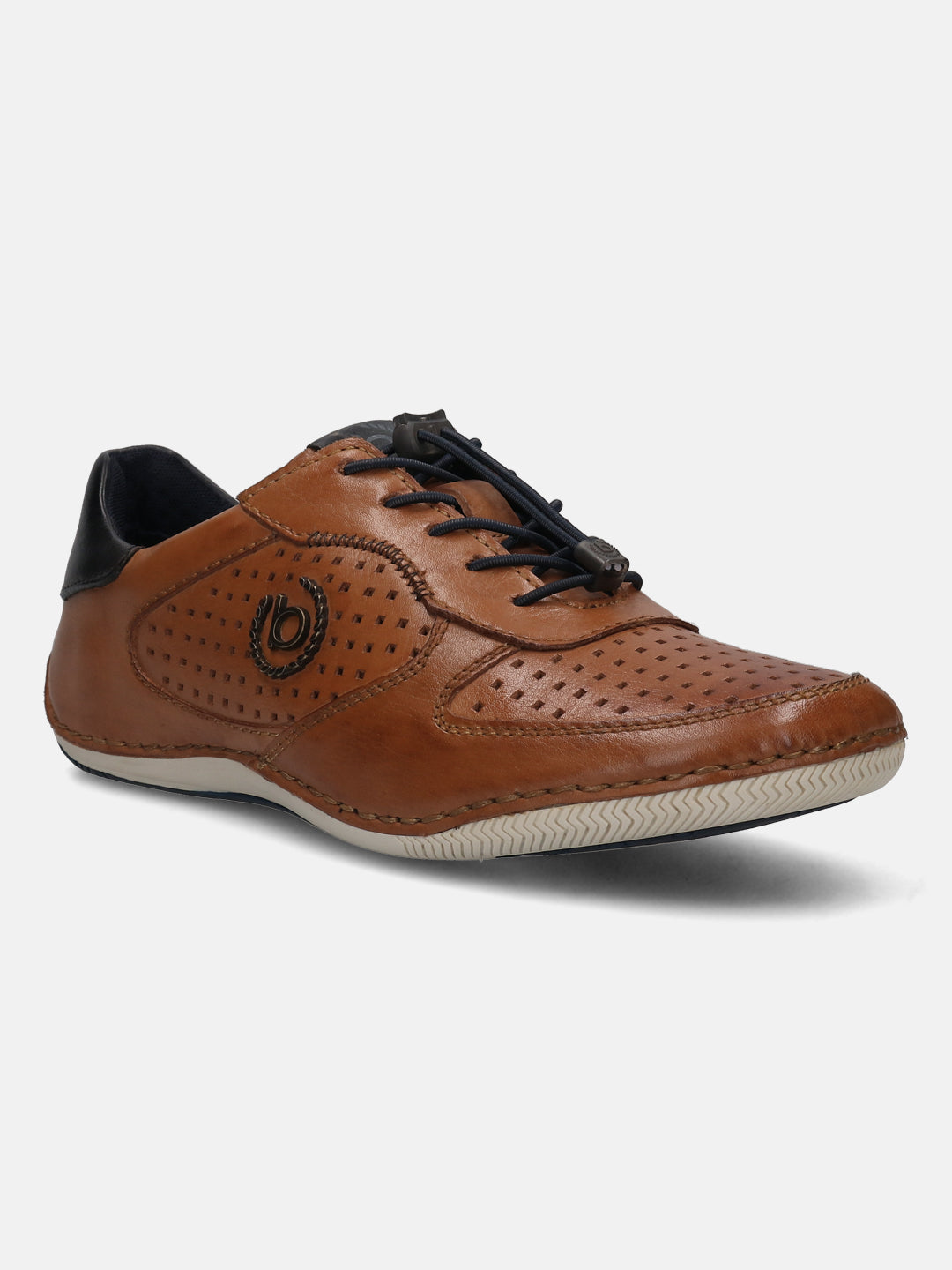 A cognac Men's bugatti Sneakers featuring a round toe plain toe, zero heels heel. Made from premium genuine leather with a durable sebs (block copolymer) outsole, this elastic design offers both style and comfort.