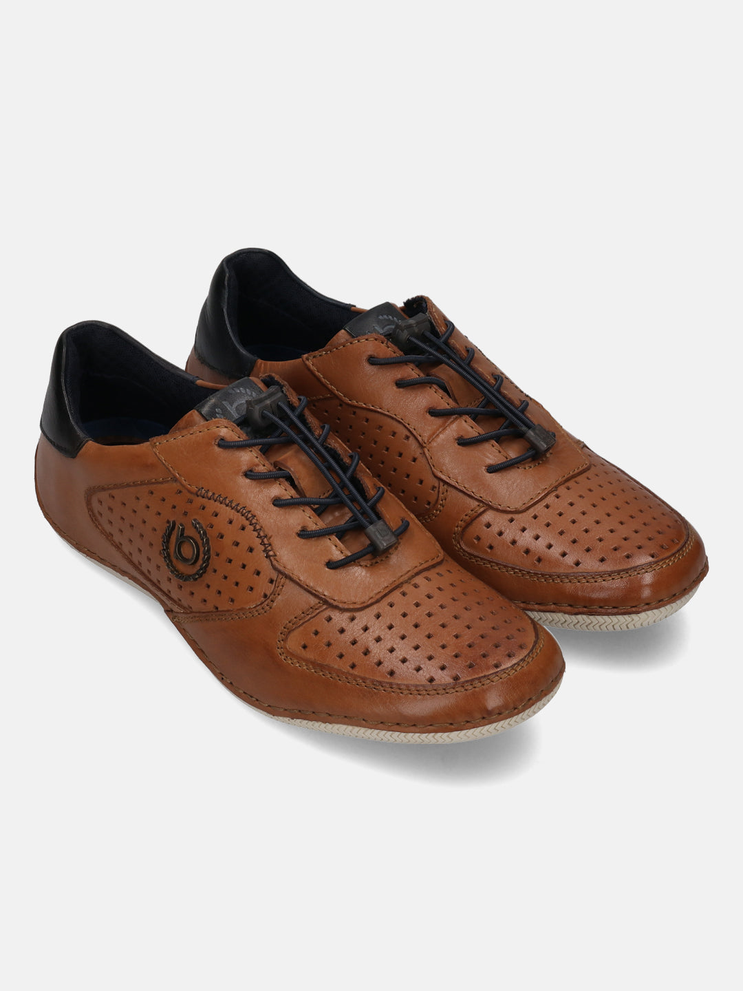 A cognac Men's bugatti Sneakers featuring a round toe plain toe, zero heels heel. Made from premium genuine leather with a durable sebs (block copolymer) outsole, this elastic design offers both style and comfort.