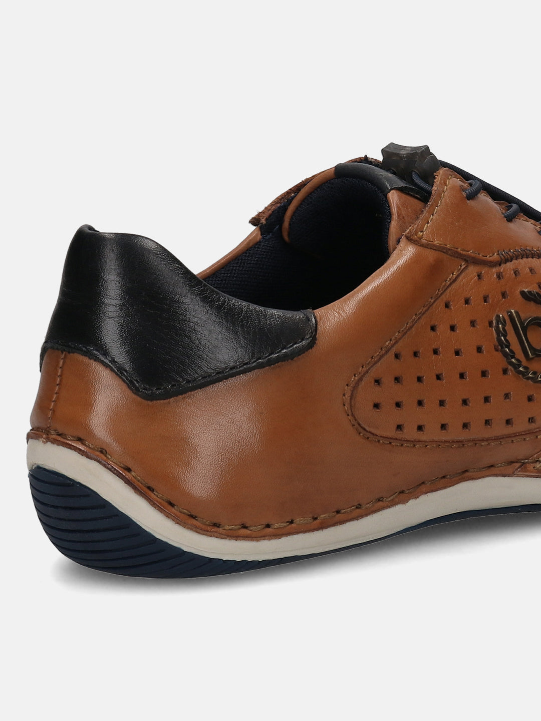 A cognac Men's bugatti Sneakers featuring a round toe plain toe, zero heels heel. Made from premium genuine leather with a durable sebs (block copolymer) outsole, this elastic design offers both style and comfort.