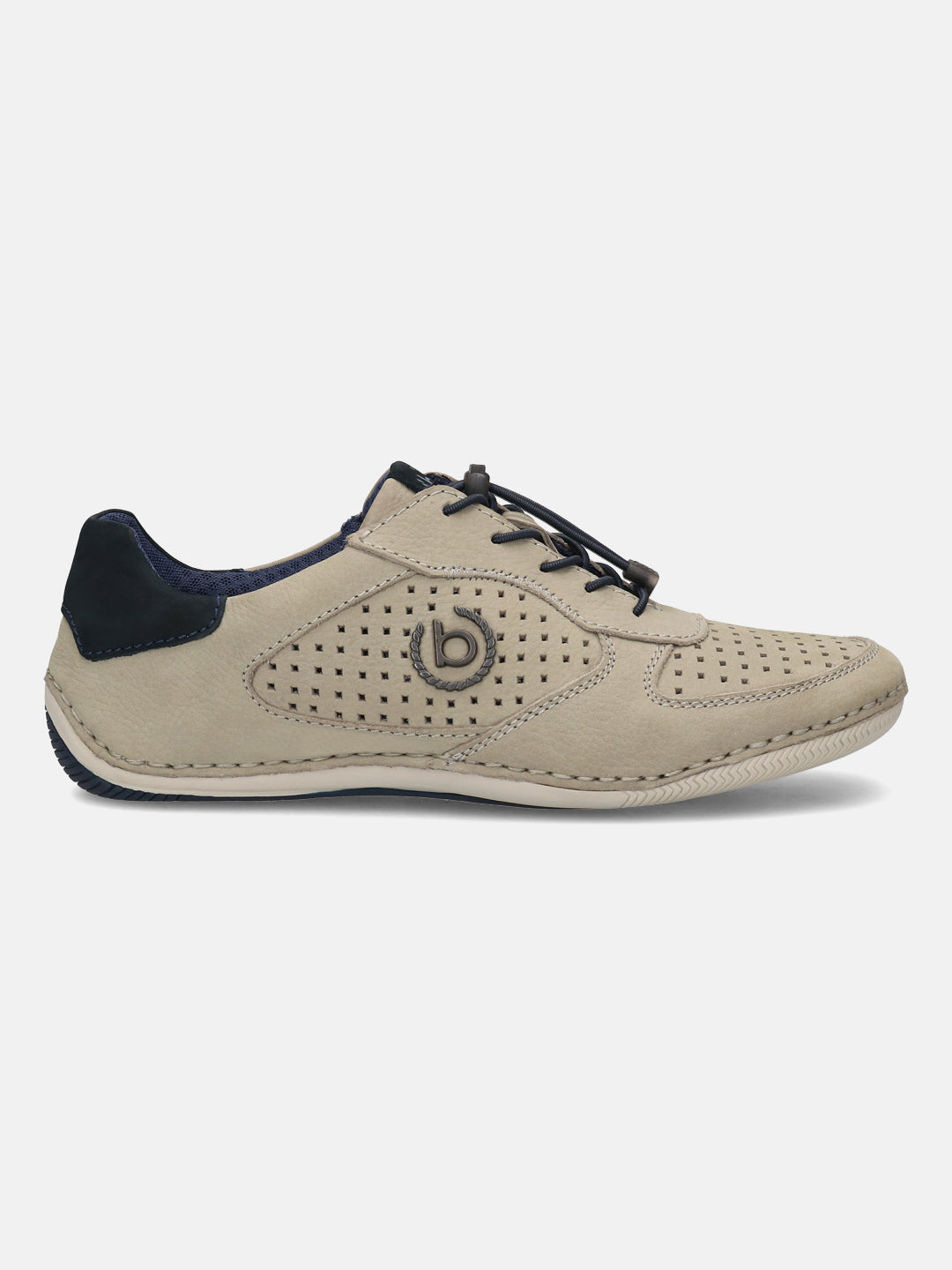 A grey Men's bugatti Sneakers featuring a round toe plain toe, zero heels heel. Made from premium genuine leather with a durable sebs (block copolymer) outsole, this elastic design offers both style and comfort.