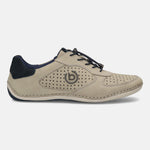 A grey Men's bugatti Sneakers featuring a round toe plain toe, zero heels heel. Made from premium genuine leather with a durable sebs (block copolymer) outsole, this elastic design offers both style and comfort.
