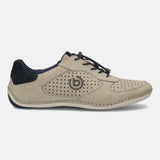A grey Men's bugatti Sneakers featuring a round toe plain toe, zero heels heel. Made from premium genuine leather with a durable sebs (block copolymer) outsole, this elastic design offers both style and comfort.