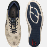 A grey Men's bugatti Sneakers featuring a round toe plain toe, zero heels heel. Made from premium genuine leather with a durable sebs (block copolymer) outsole, this elastic design offers both style and comfort.