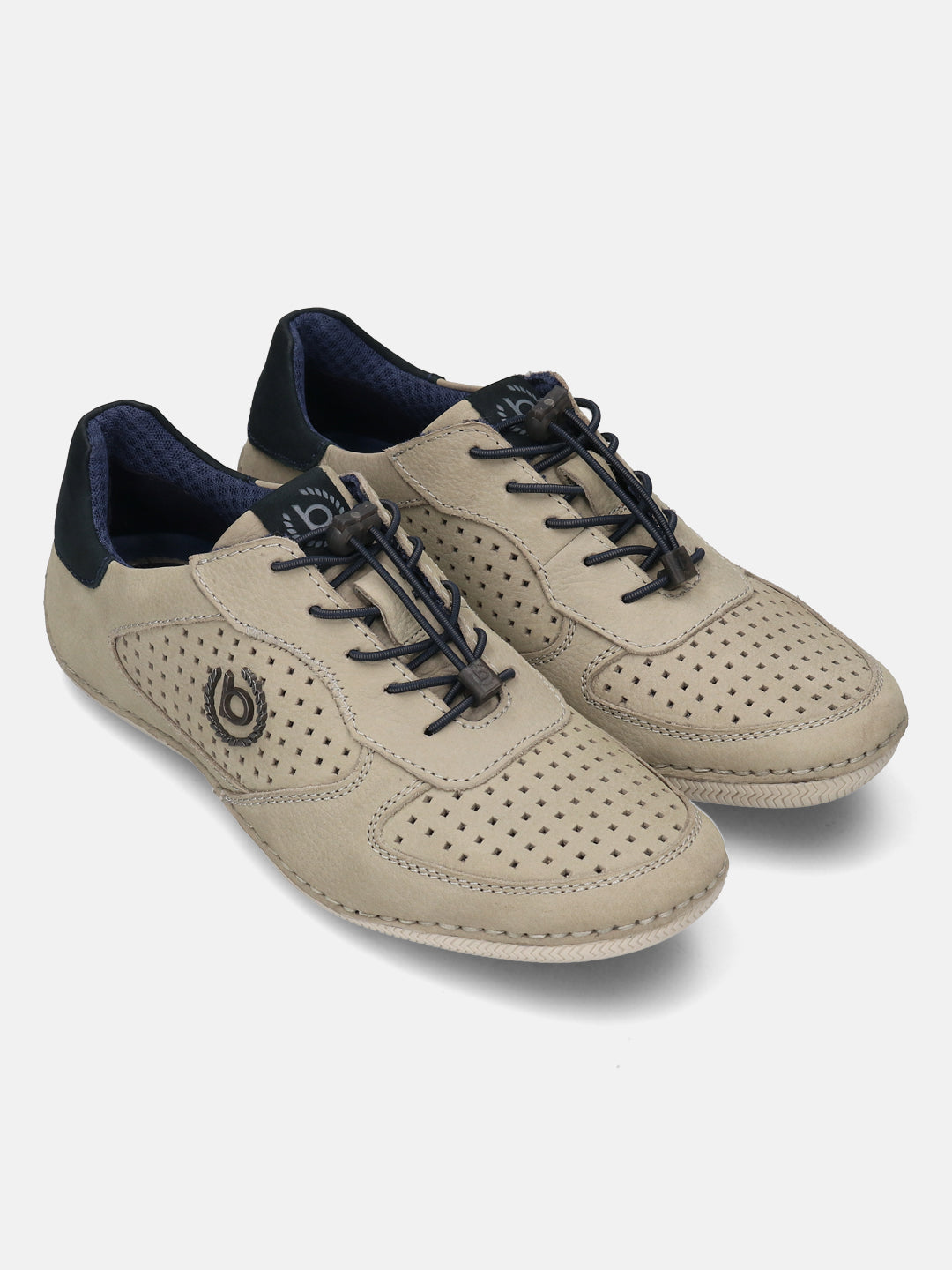 A grey Men's bugatti Sneakers featuring a round toe plain toe, zero heels heel. Made from premium genuine leather with a durable sebs (block copolymer) outsole, this elastic design offers both style and comfort.
