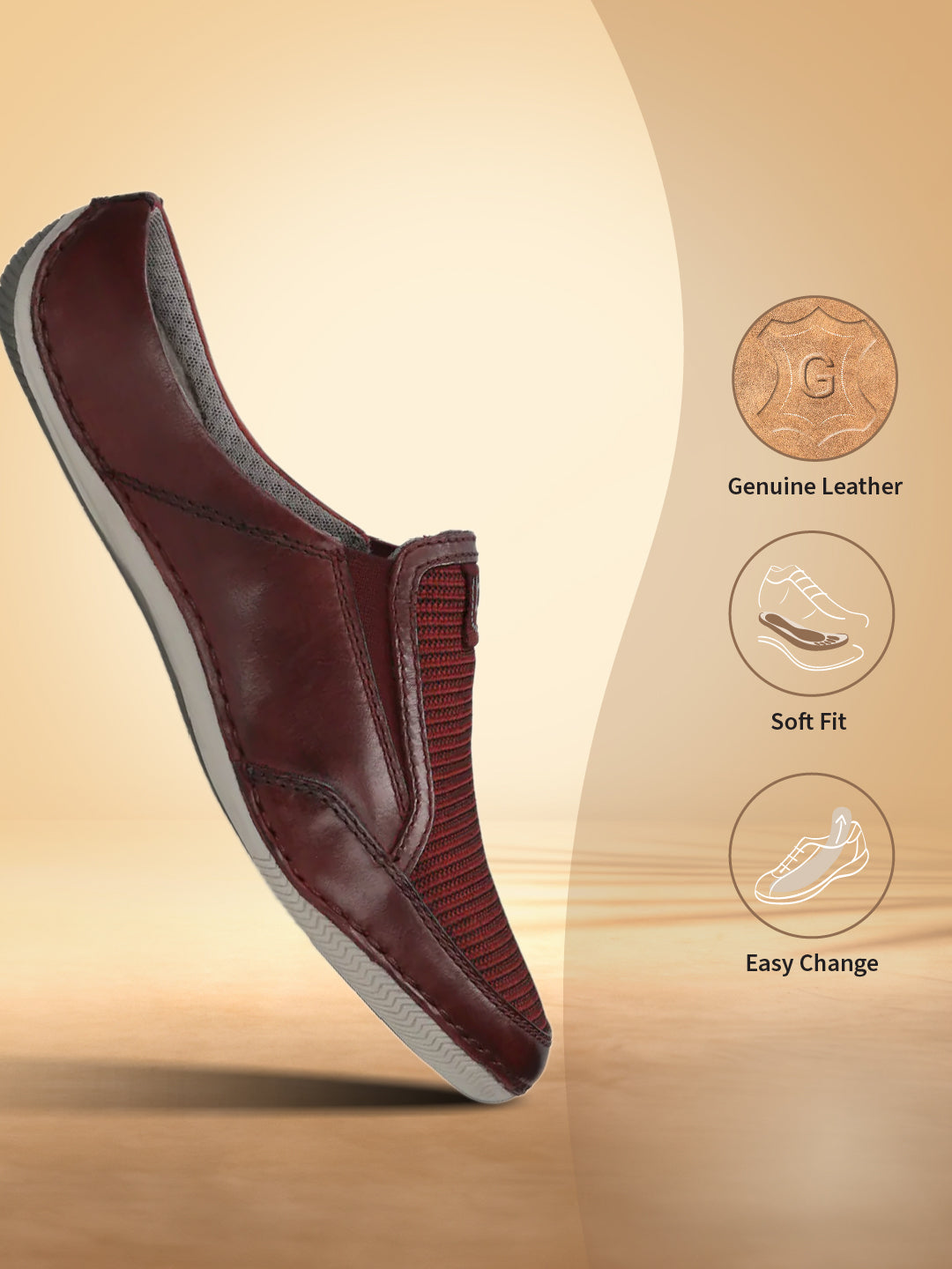 A grey Men's bugatti Mules featuring a round toe plain toe, zero heels heel. Made from premium genuine leather with a durable sebs (block copolymer) outsole, this slip-on design offers both style and comfort.