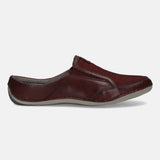 A grey Men's bugatti Mules featuring a round toe plain toe, zero heels heel. Made from premium genuine leather with a durable sebs (block copolymer) outsole, this slip-on design offers both style and comfort.