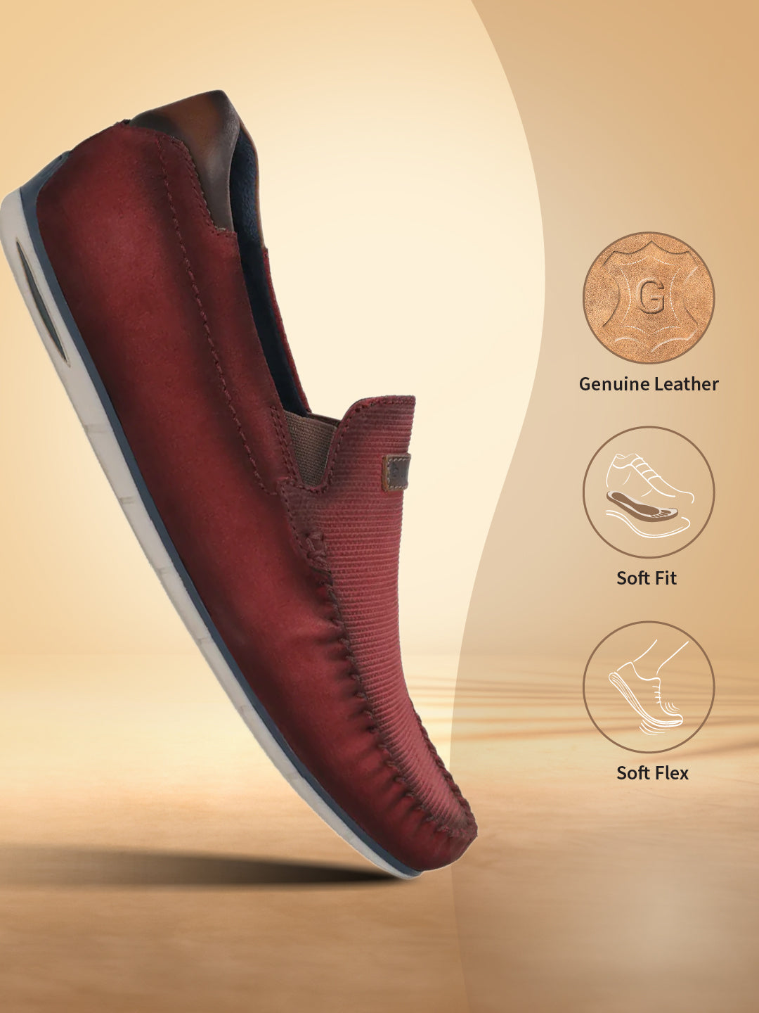 A grey Men's bugatti Casual Loafers featuring a square toe apron toe, zero heels heel. Made from premium genuine leather with a durable tr outsole, this slip-on design offers both style and comfort.