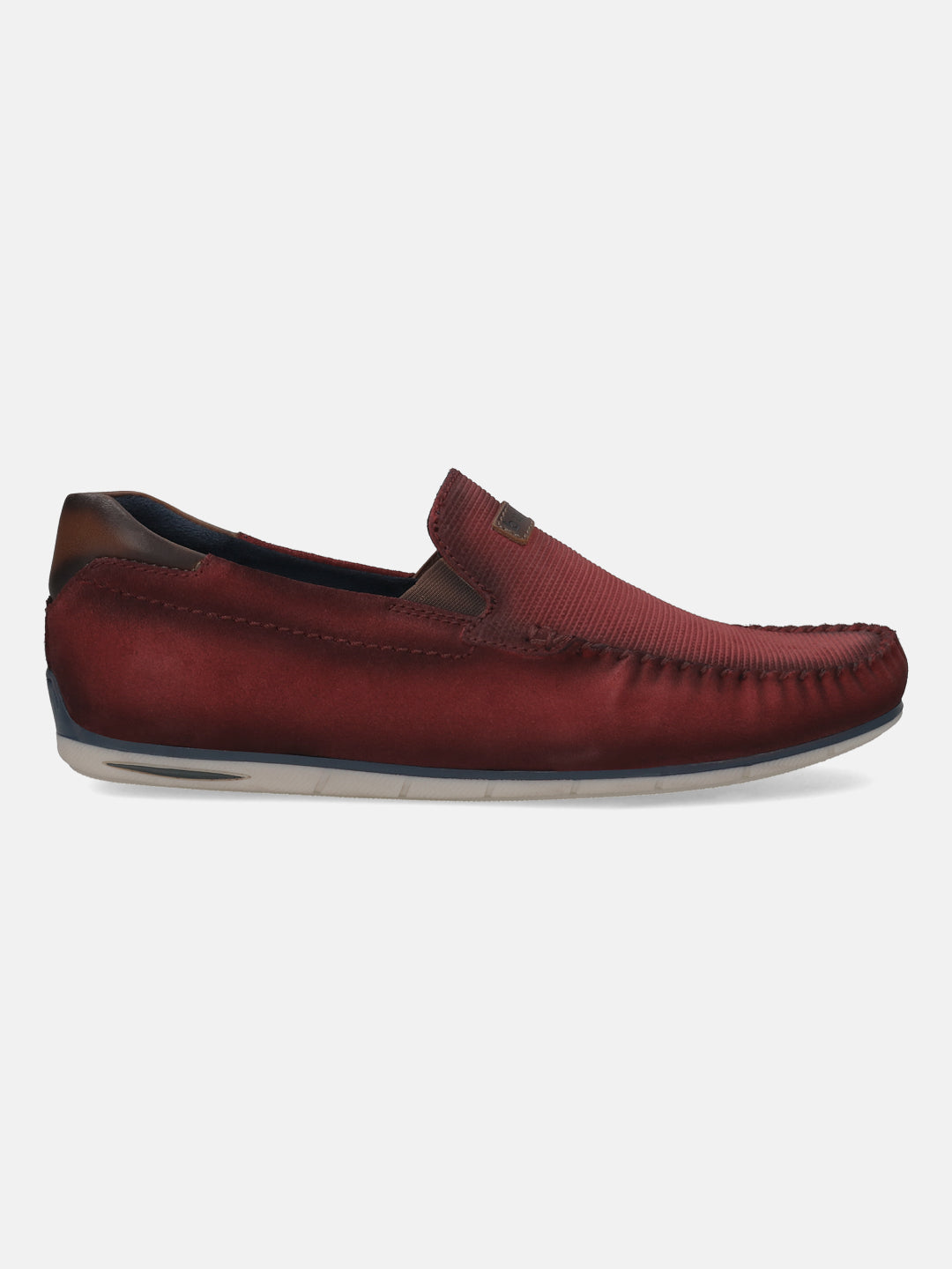 A grey Men's bugatti Casual Loafers featuring a square toe apron toe, zero heels heel. Made from premium genuine leather with a durable tr outsole, this slip-on design offers both style and comfort.