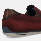 A grey Men's bugatti Casual Loafers featuring a square toe apron toe, zero heels heel. Made from premium genuine leather with a durable tr outsole, this slip-on design offers both style and comfort.