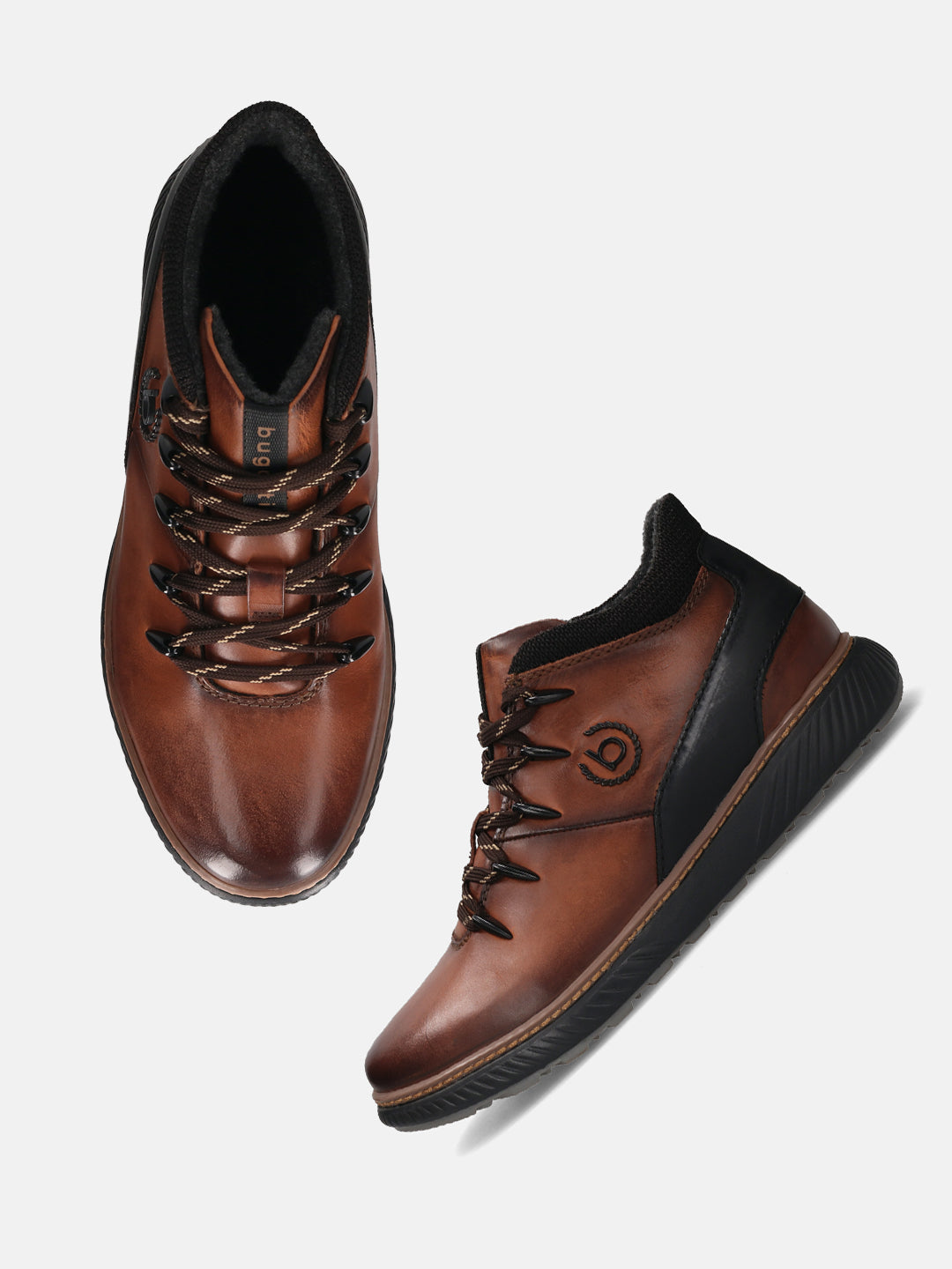 A brown Men's bugatti Sneakers featuring a round toe plain toe, zero heels heel, and a wide fit. Made from premium genuine leather with a durable tpr outsole, this zipper design offers both style and comfort.