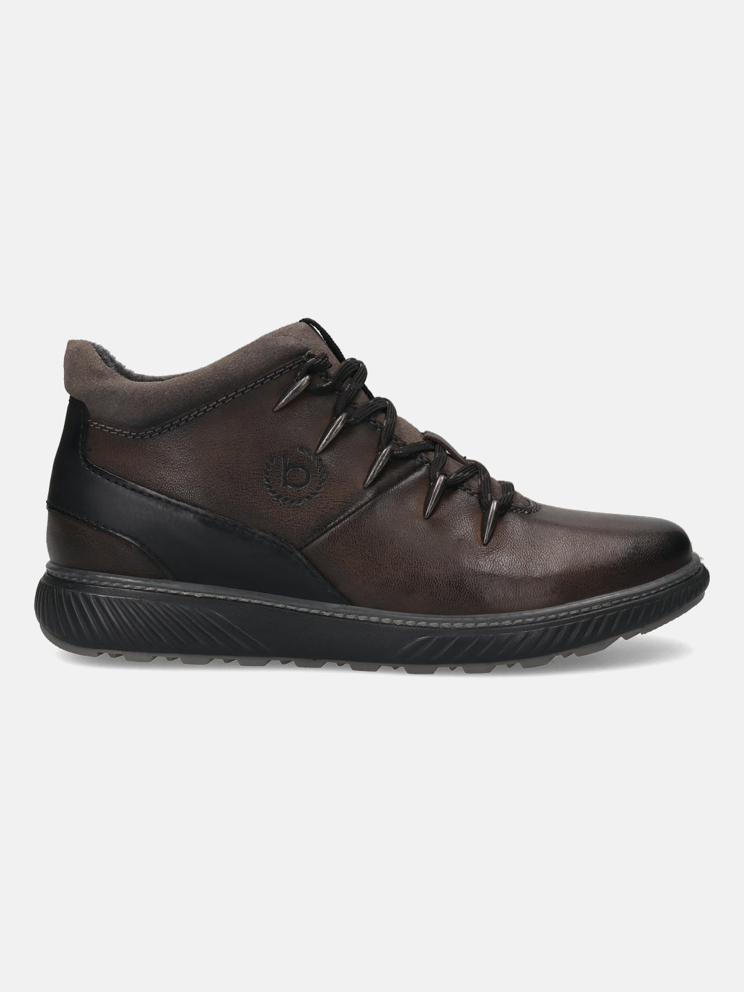 A grey Men's bugatti Sneakers featuring a round toe plain toe, zero heels heel, and a wide fit. Made from premium genuine leather with a durable tpr outsole, this zipper design offers both style and comfort.