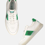 A white Men's bugatti Sneakers featuring a round toe plain toe, zero heels heel, and a wide fit. Made from premium genuine leather with a durable tpr outsole, this laces design offers both style and comfort.