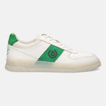 A white Men's bugatti Sneakers featuring a round toe plain toe, zero heels heel, and a wide fit. Made from premium genuine leather with a durable tpr outsole, this laces design offers both style and comfort.