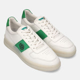 A white Men's bugatti Sneakers featuring a round toe plain toe, zero heels heel, and a wide fit. Made from premium genuine leather with a durable tpr outsole, this laces design offers both style and comfort.
