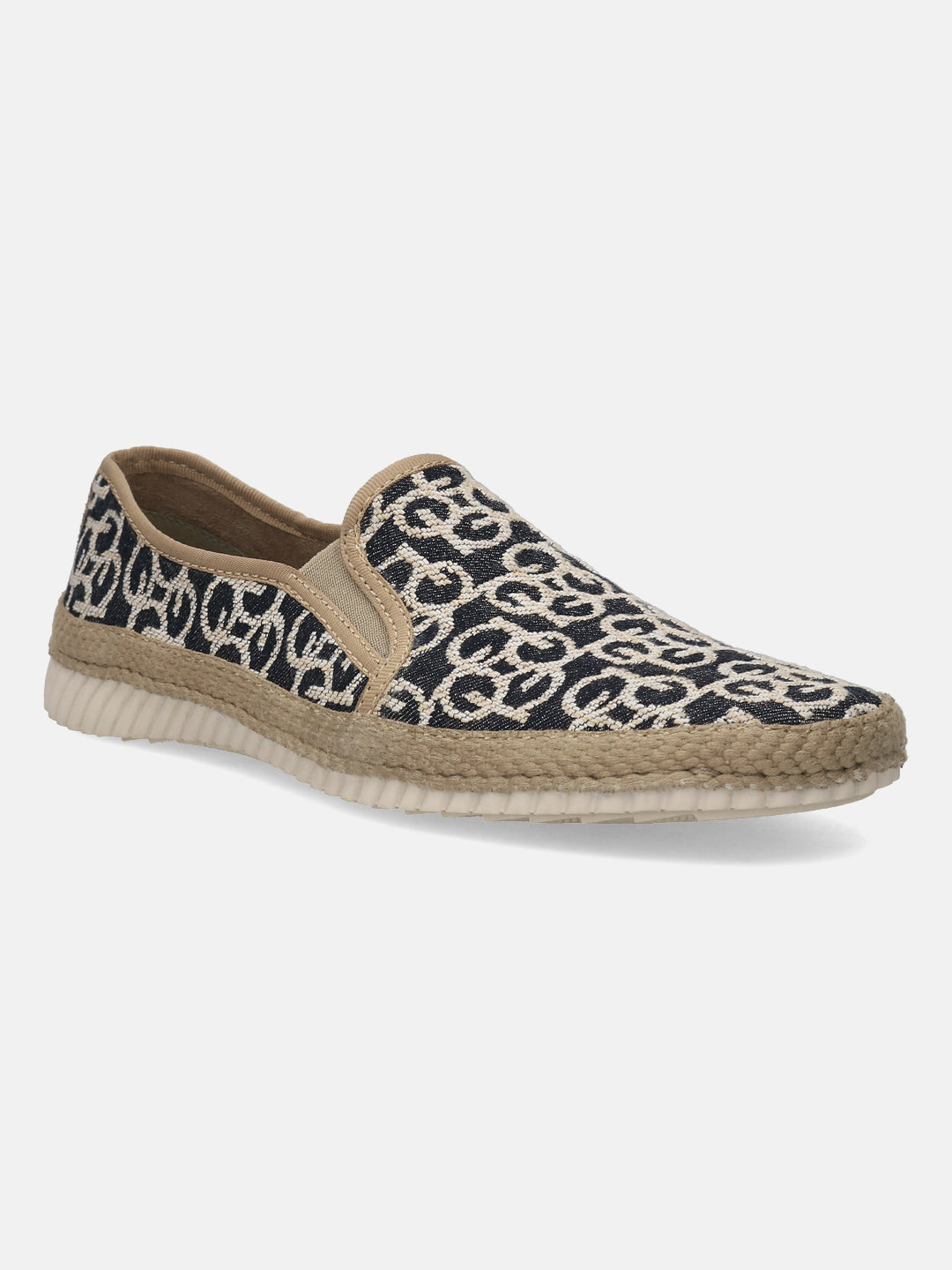 A black Men's bugatti Casual Loafers featuring a round plain toe, zero heels heel. Made from textile with a durable sebs (block copolymer) outsole, this slip-on design offers both style and comfort.