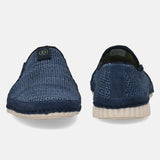 Blue casual slip-ons by bugatti with a woven texture, suede details, and a contrasting sole.