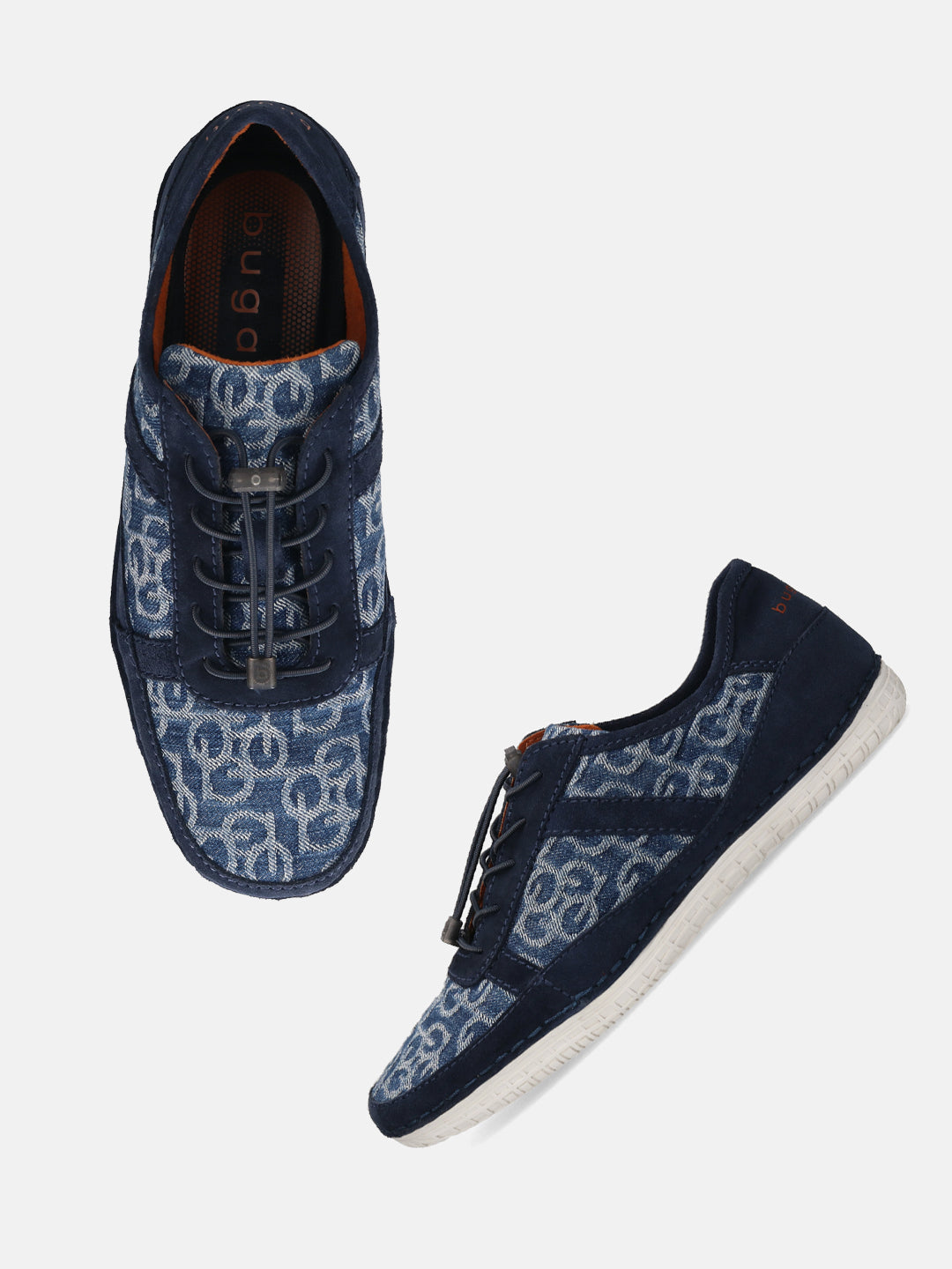 A blue Men's bugatti Sneakers featuring a round toe plain toe, zero heels heel. Made from textile with a durable tpr outsole, this elastic design offers both style and comfort.