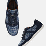 A blue Men's bugatti Sneakers featuring a round toe plain toe, zero heels heel. Made from textile with a durable tpr outsole, this elastic design offers both style and comfort.