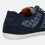 A blue Men's bugatti Sneakers featuring a round toe plain toe, zero heels heel. Made from textile with a durable tpr outsole, this elastic design offers both style and comfort.