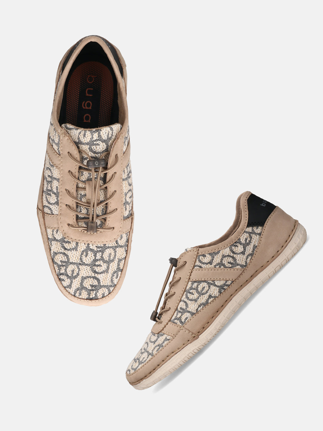 A beige Men's bugatti Sneakers featuring a round toe plain toe, zero heels heel. Made from textile with a durable tpr outsole, this laces design offers both style and comfort.