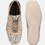 A beige Men's bugatti Sneakers featuring a round toe plain toe, zero heels heel. Made from textile with a durable tpr outsole, this laces design offers both style and comfort.