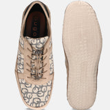 A beige Men's bugatti Sneakers featuring a round toe plain toe, zero heels heel. Made from textile with a durable tpr outsole, this laces design offers both style and comfort.