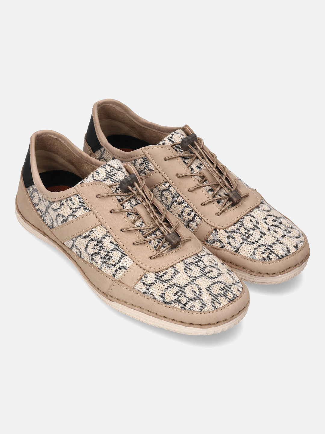 A beige Men's bugatti Sneakers featuring a round toe plain toe, zero heels heel. Made from textile with a durable tpr outsole, this laces design offers both style and comfort.