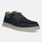 Black comfort sneakers by bugatti, featuring a textured upper, gray accents, and a translucent sole.