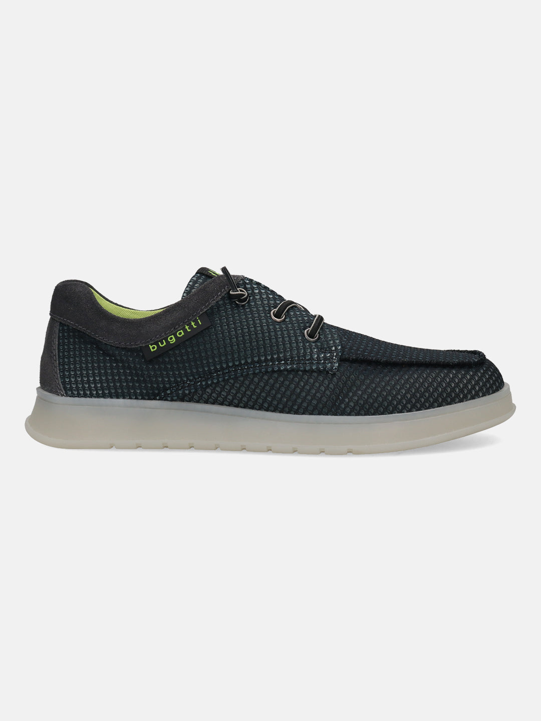 Black comfort sneakers by bugatti with a textured upper and gray trim.