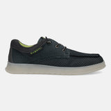 Black comfort sneakers by bugatti with a textured upper and gray trim.