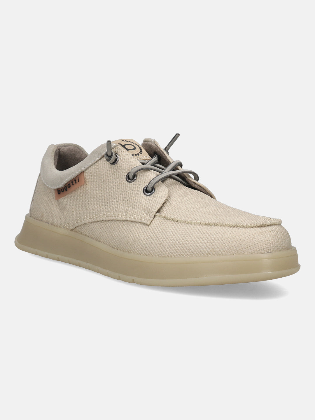 A beige Men's bugatti Sneakers featuring a round plain toe, zero heels heel. Made from textile with a durable tpr outsole, this laces design offers both style and comfort.