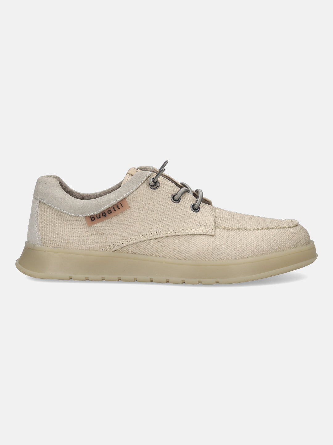 A beige Men's bugatti Sneakers featuring a round plain toe, zero heels heel. Made from textile with a durable tpr outsole, this laces design offers both style and comfort.