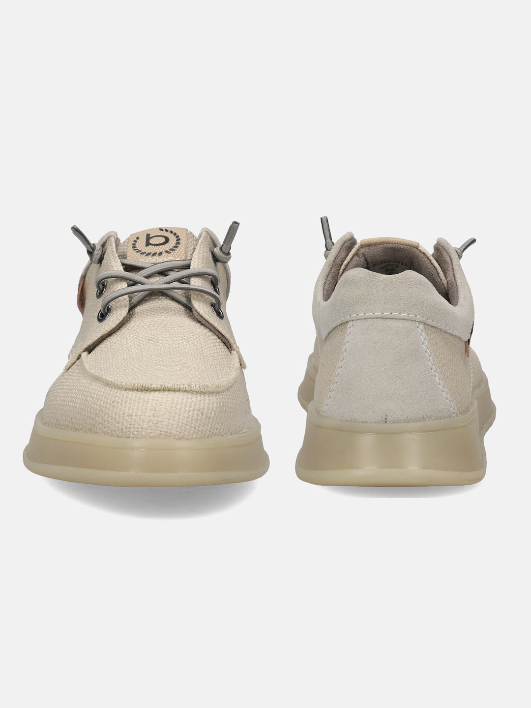 A beige Men's bugatti Sneakers featuring a round plain toe, zero heels heel. Made from textile with a durable tpr outsole, this laces design offers both style and comfort.