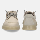 A beige Men's bugatti Sneakers featuring a round plain toe, zero heels heel. Made from textile with a durable tpr outsole, this laces design offers both style and comfort.