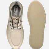 A beige Men's bugatti Sneakers featuring a round plain toe, zero heels heel. Made from textile with a durable tpr outsole, this laces design offers both style and comfort.