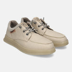 A beige Men's bugatti Sneakers featuring a round plain toe, zero heels heel. Made from textile with a durable tpr outsole, this laces design offers both style and comfort.
