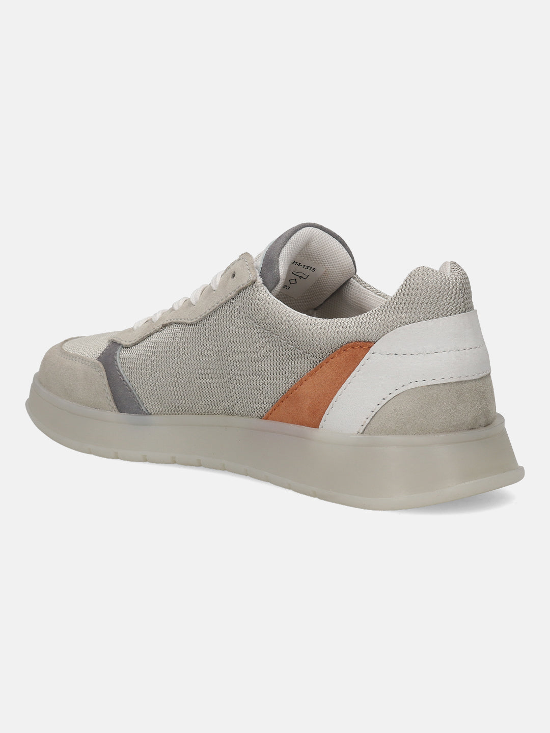 Grey comfort sneakers by bugatti with suede and mesh paneling, and a thick, semi-transparent sole.