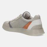 Grey comfort sneakers by bugatti with suede and mesh paneling, and a thick, semi-transparent sole.