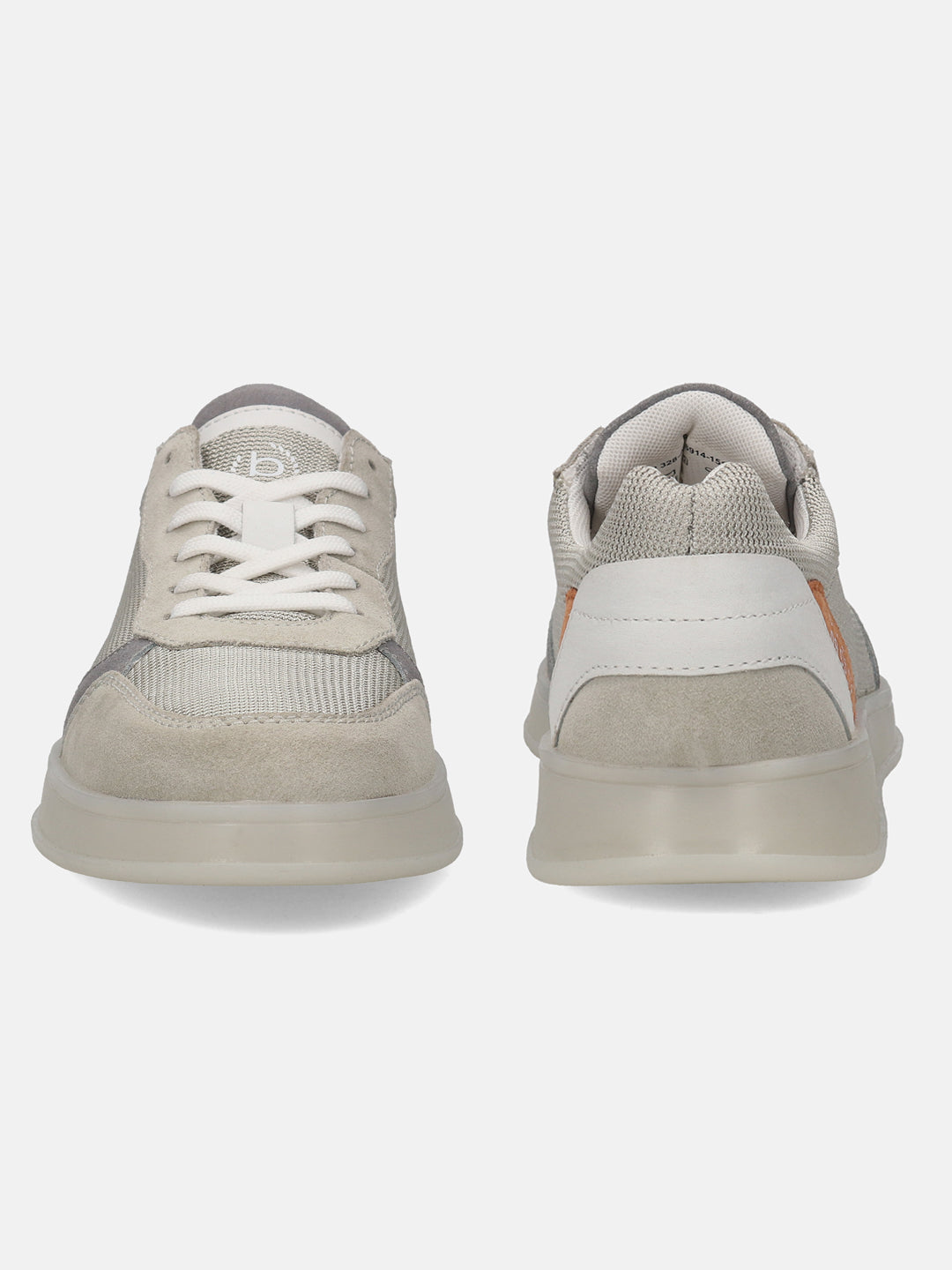 Grey sneaker by bugatti featuring suede accents, white laces, and a chunky sole.