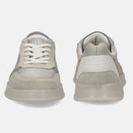 Grey sneaker by bugatti featuring suede accents, white laces, and a chunky sole.