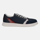Dark blue comfort sneakers by bugatti, with a white sole and a red accent on the heel.