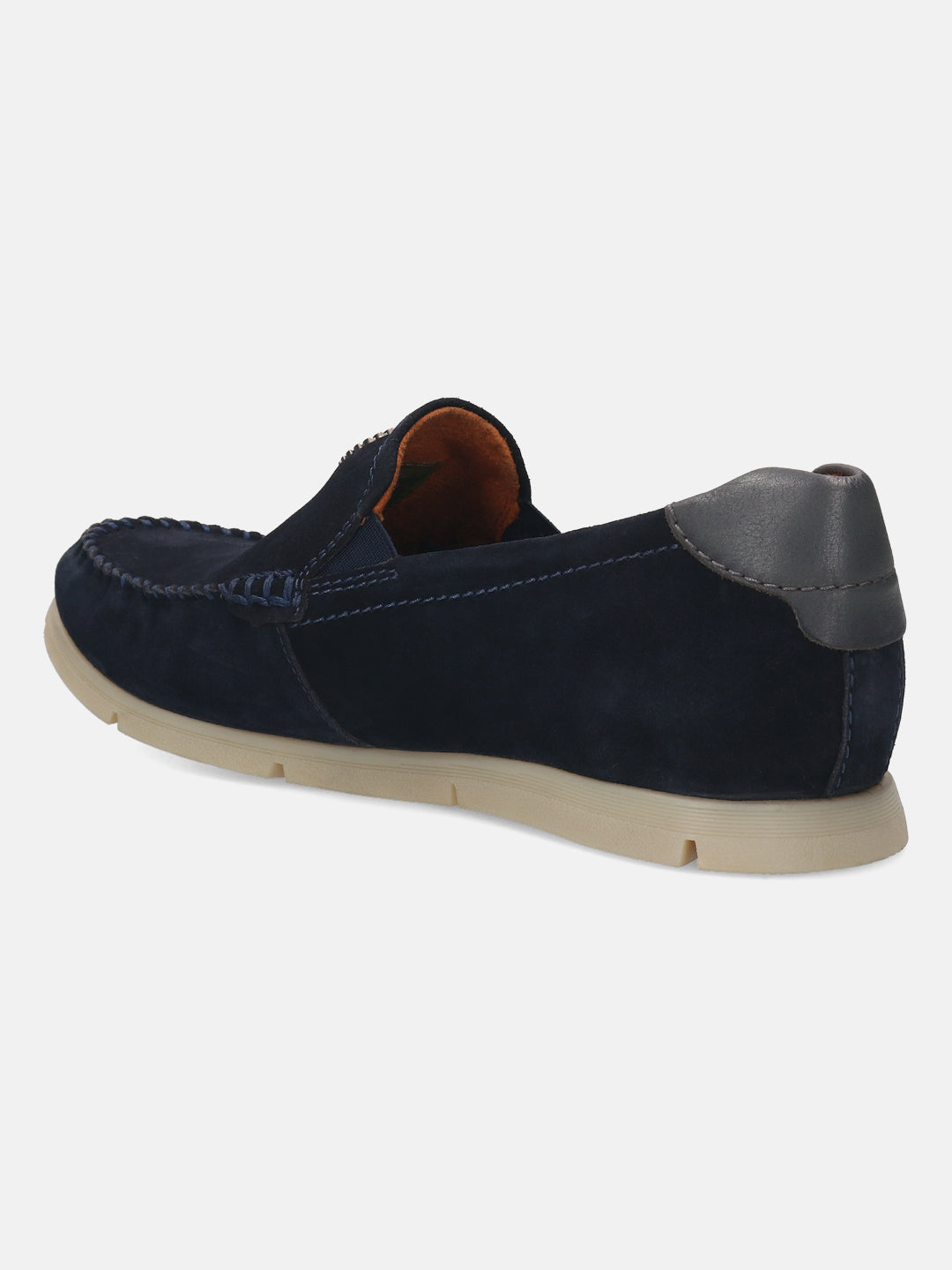 A blue Men's bugatti Casual Loafers featuring a round plain toe, zero heels heel. Made from suede leather with a durable tr outsole, this slip-on design offers both style and comfort.
