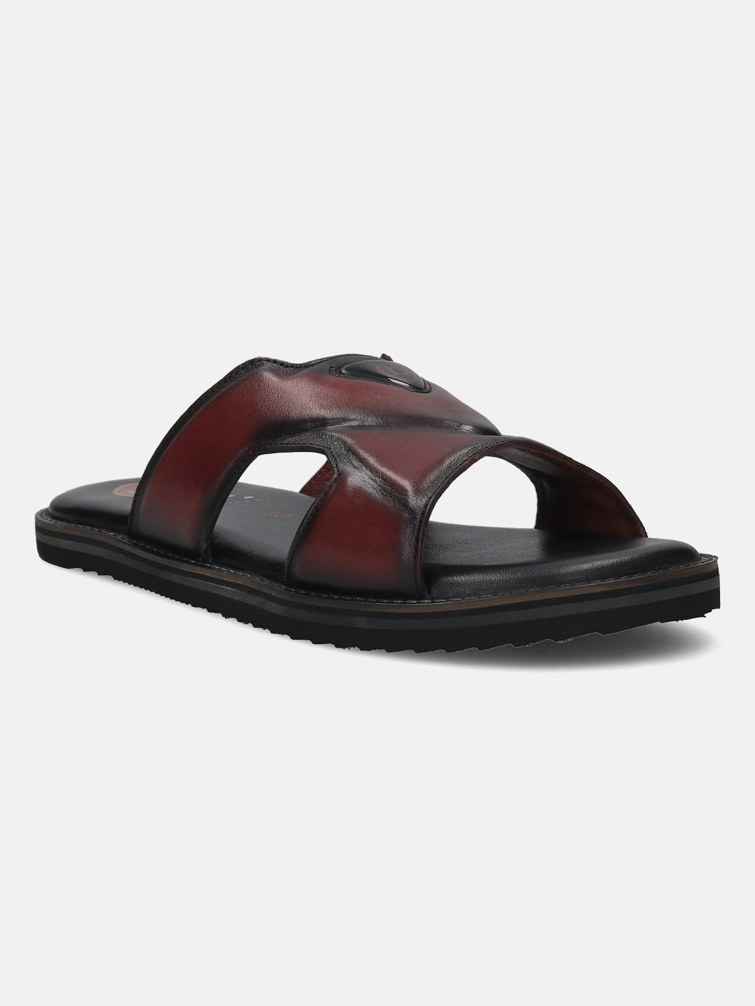 A grey Men's bugatti Mules featuring a round toe plain toe, zero heels heel, and a wide fit. Made from premium genuine leather with a durable eva outsole, this slip-on design offers both style and comfort.