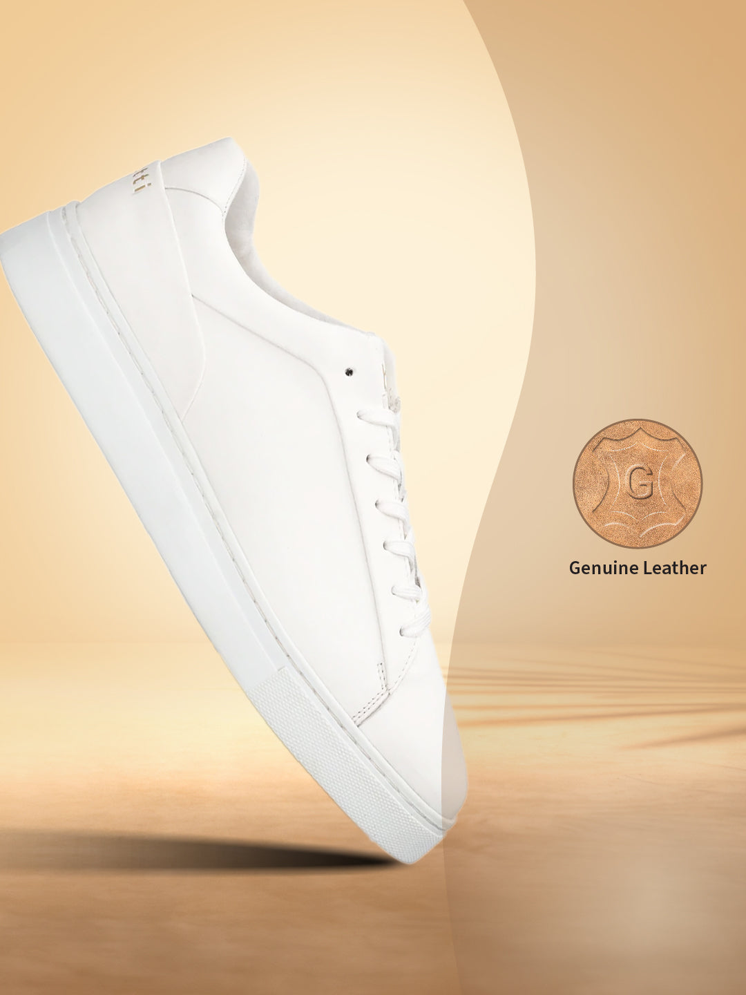 A white Men's bugatti Sneakers featuring a round toe plain toe, zero heels heel. Made from premium genuine leather with a durable tr outsole, this laces design offers both style and comfort.