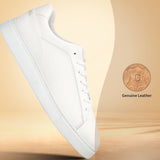 A white Men's bugatti Sneakers featuring a round toe plain toe, zero heels heel. Made from premium genuine leather with a durable tr outsole, this laces design offers both style and comfort.